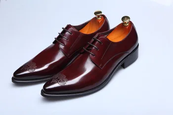 

Men Shoes Genuine Leather England Leather Shoes Youth Business Formal Wear Brogues Leather Shoes Leather Wedding Shoes