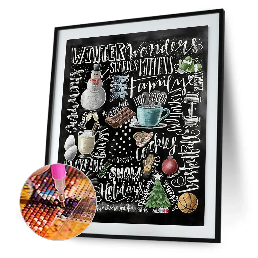 

DIY Blackboard Embroidery 5D Full Round Drill Diamond Painting Cross Stitch Mosaic Kits Rhinestone Wall Art Craft Home Decor