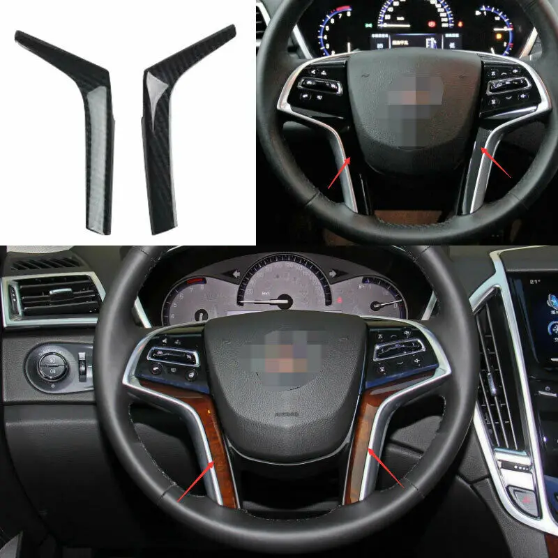 

ABS Carbon Fiber Fit For Cadillac SRX 2010-2015 Steering Wheel Decor Cover Trim