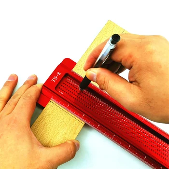 

Scribe T-Type Ruler Aluminum Hole Marking Scribing Gauge Crossed Feet Crossed-Out Measuring Tool 90 Degree 45 Degree Angle Ruler