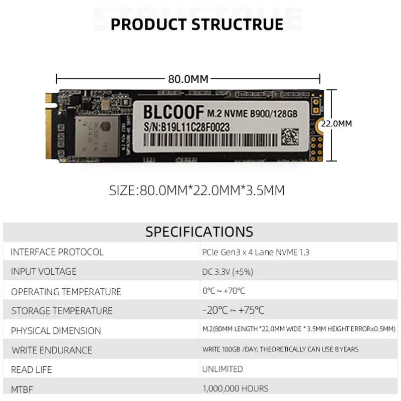  PCIe NVMe M.2 SSD 128GB PCIe interne solid state BLCOOF SSD B800 fabrik großhandel festplatte gelte
