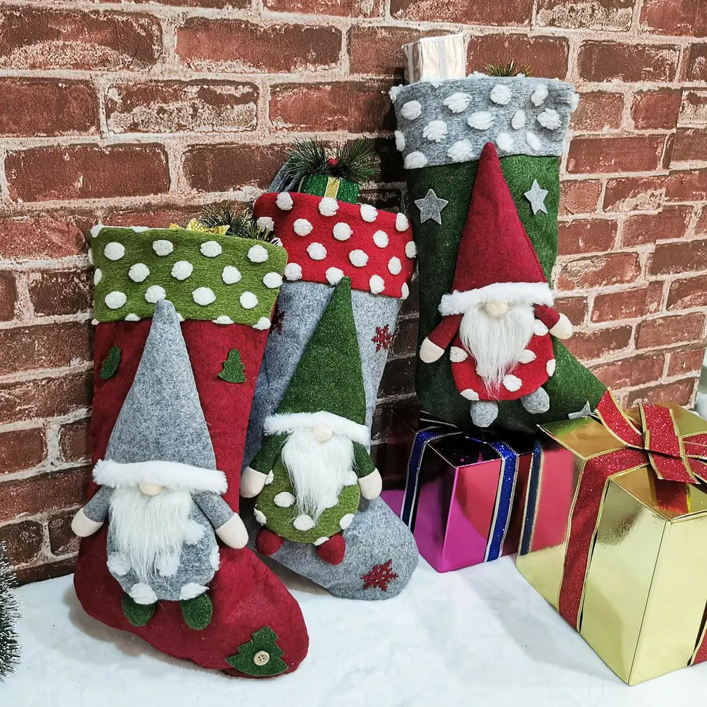 Santa Claus Xmas Tree Hanging Christmas Decor Sock Candy Gift Bag Stocking MP 