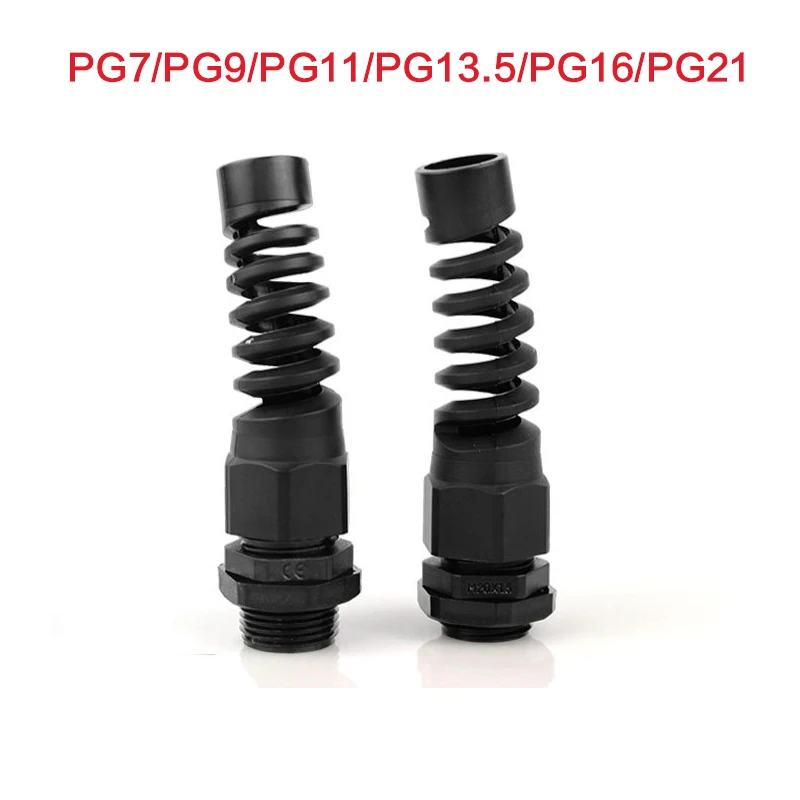 10PCS Anti-bending Electric Cable Gland PG7/PG9/PG11/PG13.5/PG16 Waterproof Plastic Cable Entry Connectors For Wire Nylon Joint cable gland