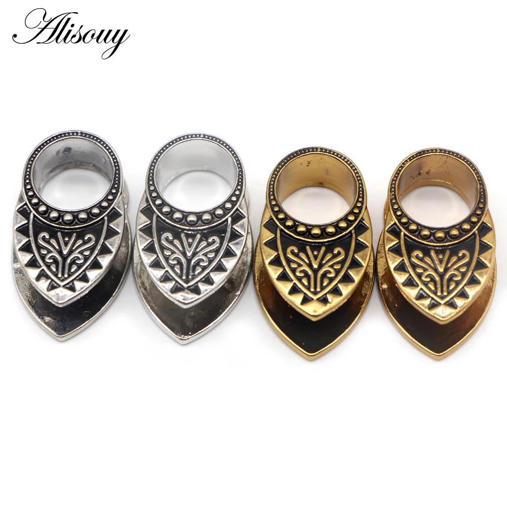 Alisouy 2 шт. затычки для ушей туннелированный пирсинг измерительные приборы модные расширители носилки из нержавеющей стали ювелирные изделия для женщин мужчин 6 мм-16 мм