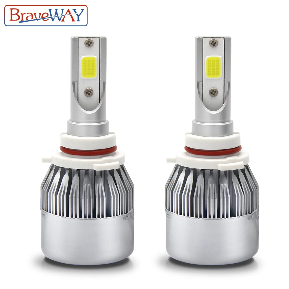 BraveWay 2 шт. C6 светодиодный лампы для передних фар HB4 9006 H13 автомобильных 72 Вт 7600LM 6500 к