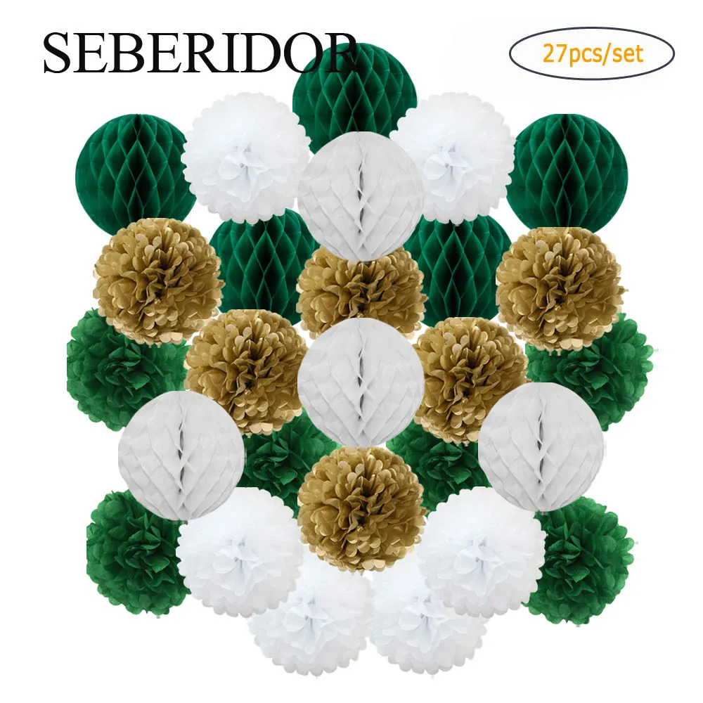 Round Paper Ball Honeycomb Tissue Pompom 6" 8" 10" Christmas Wedding Baptism Birthday Party Decoration