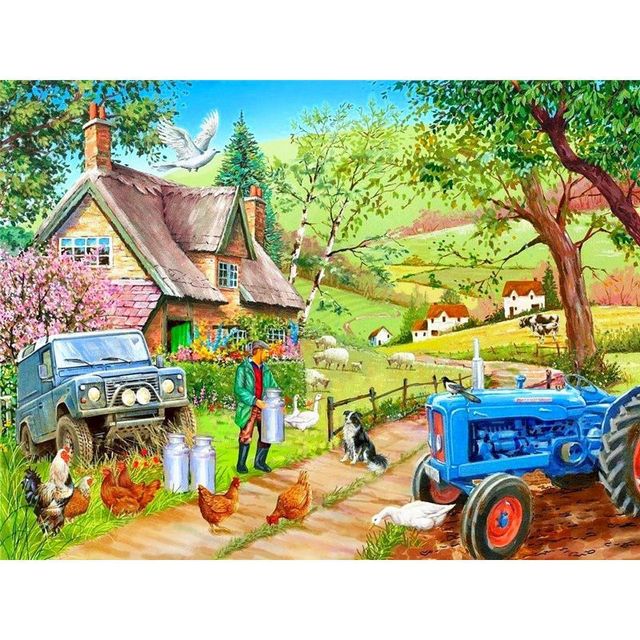 Tractor and Landrover Farm Vehicle Rural Painting by Numbers Kit
