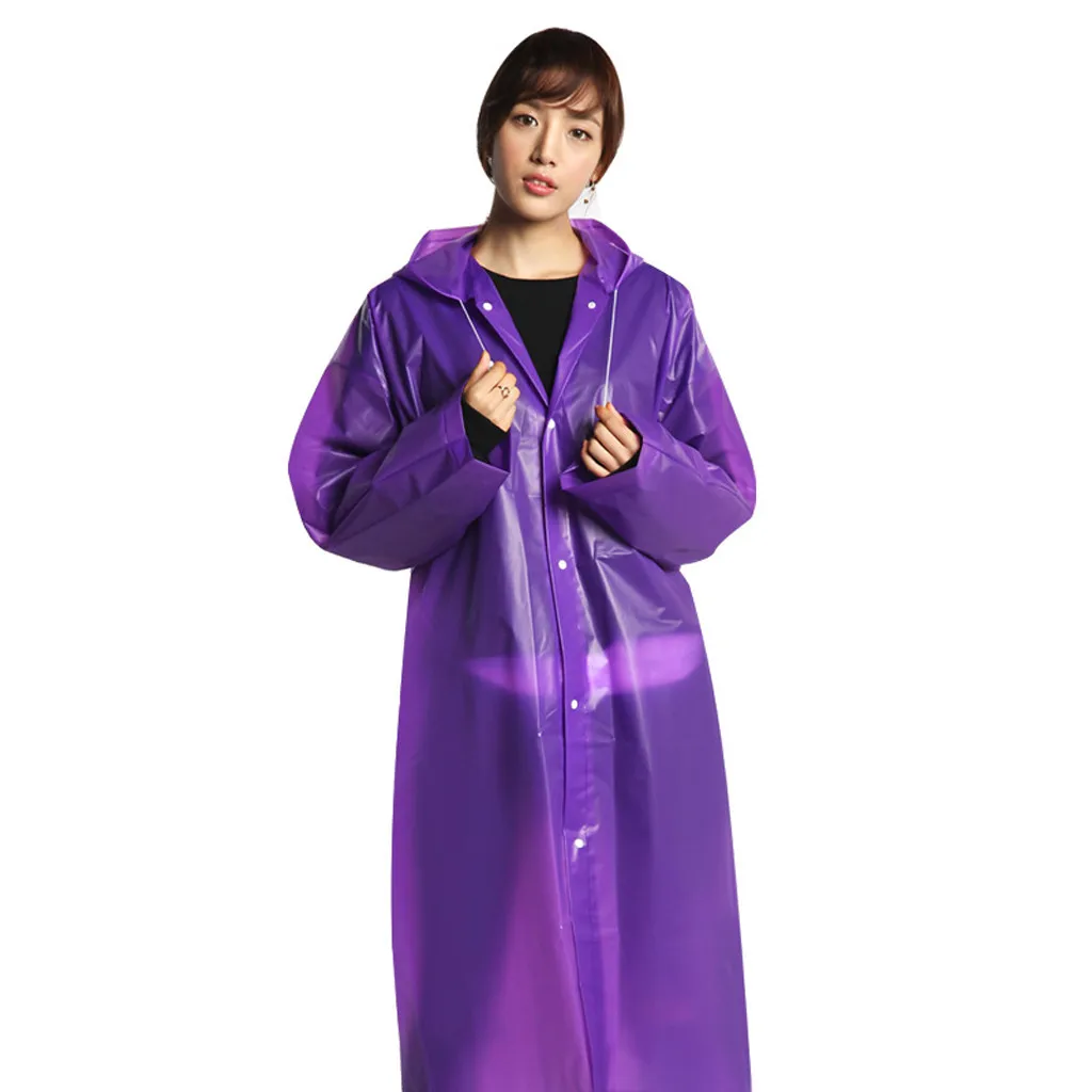 Raincoat Rain Poncho Transparent Hoodie Waterproof Portable Adult Non-disposable