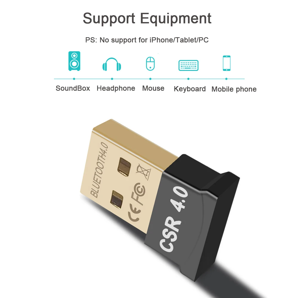 USB-адаптер совместимый с Bluetooth для компьютера ПК мыши клавиатуры передатчика Aux