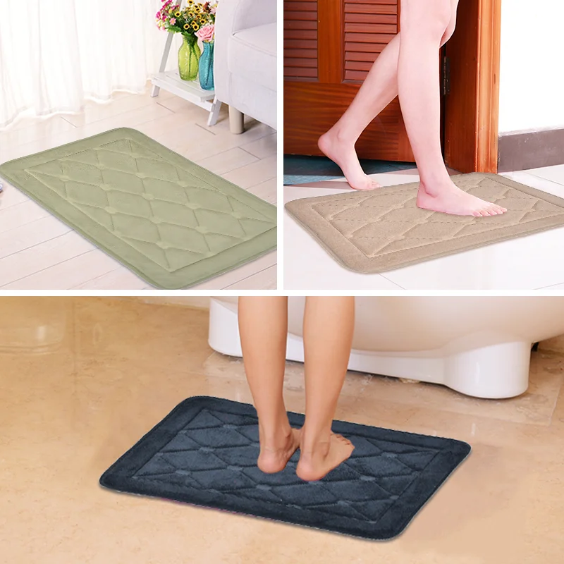 2pcs Bathroom Mats Non Slip Bath Floor Mats Water Absorbent Bathroom Rugs Fast Dry Coral Fleece