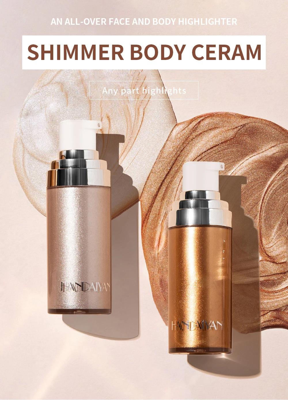 HANDAIYAN Body Luminizer Bronzer, Водонепроницаемый Жидкий хайлайтер, установка, спрей, мерцание, яркое свечение, розовое золото, хайлайтер, макияж