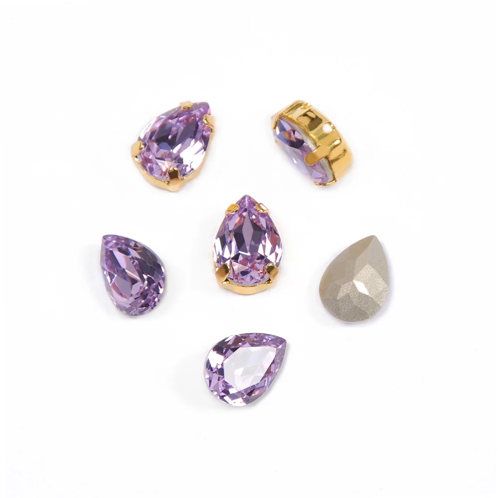 Violette Kristallmaterial-Aufnähsteine aus K9-Glas, Tropfenform, für Schmuckherstellung, Perlen, Dekorationssteine für Gymnastikanzüge – Detail 10
