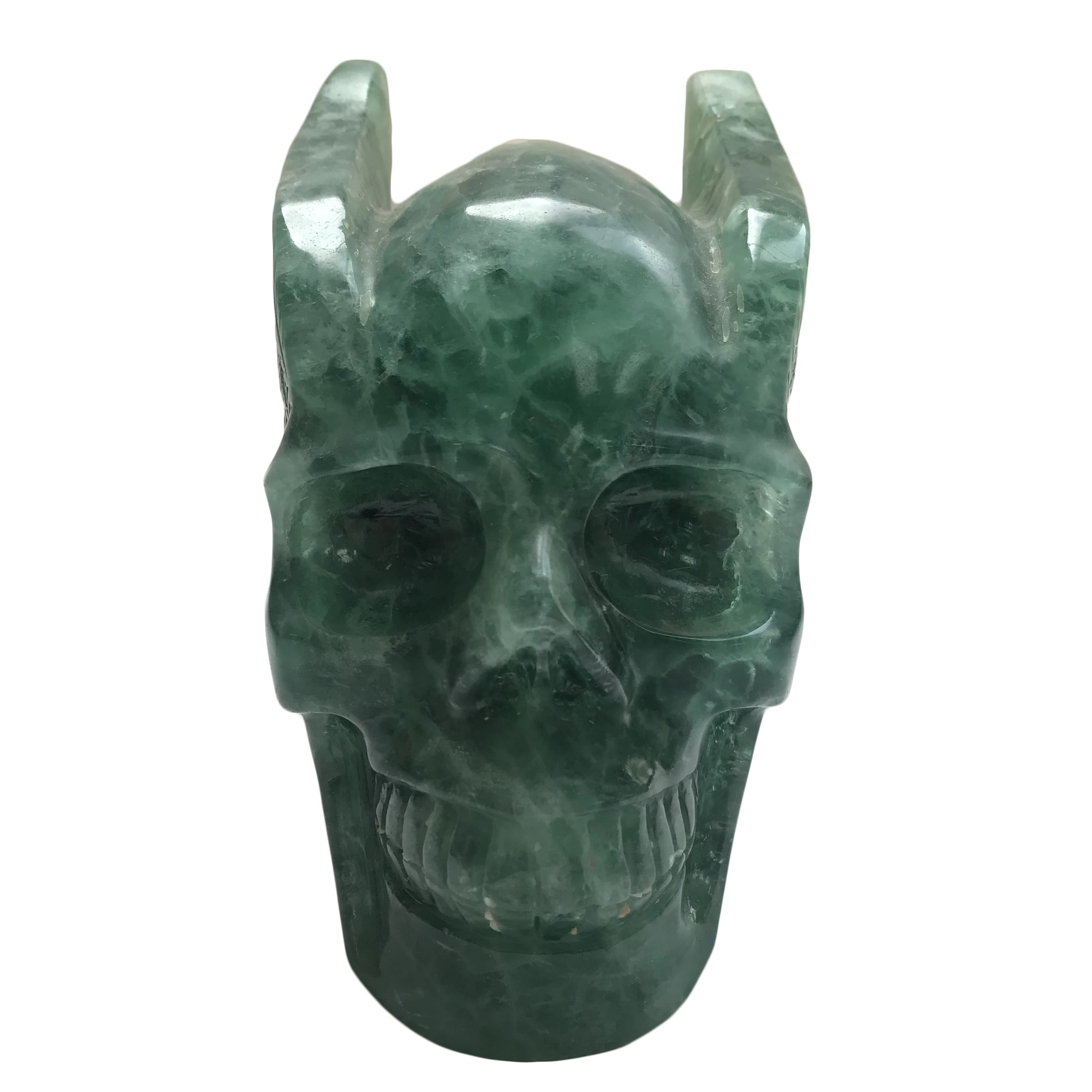 

High Quality Natural Green Fluorite Skull with Wings Shape Stone Hand Crafted & Polished For Gift &Home Decor WT