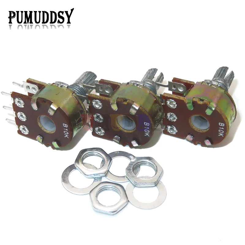 Rotary Potentiometer Adjustable Resistor 5PCS WH148 B1K B2K B5K B10K B20K B50K B100K B500K 6Pin Shaft Amplifier Dual Stereo Potentiometer 1K 2K 5K 10K 50K 100K 500K