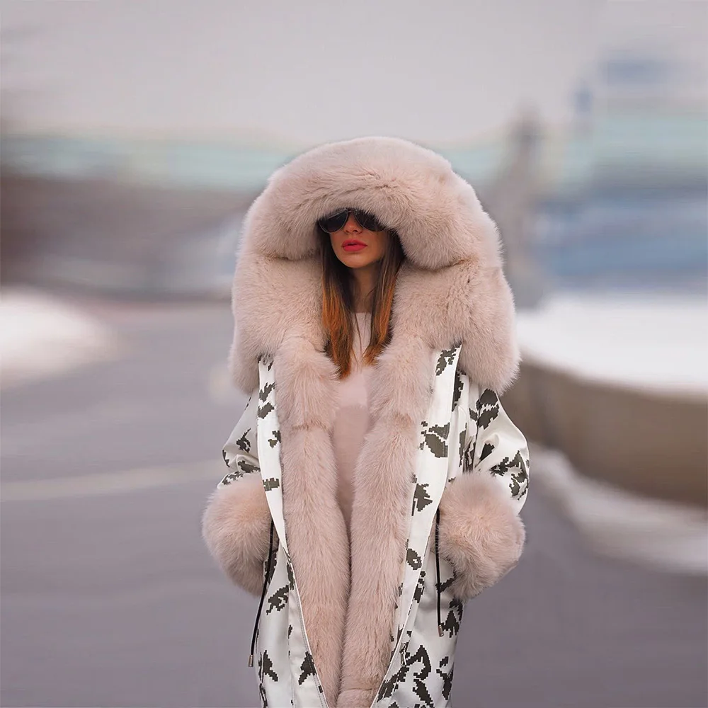 

Brand New jacket Big Wool Collar Winter Coat Women Clothes Warm Thick Loose Coats Casual Hooded Long Sleeve Jacket Coat Female