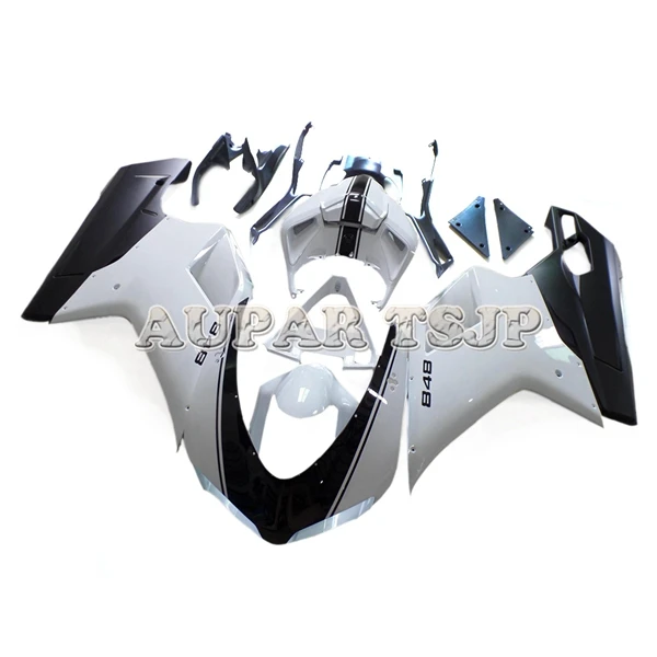 Для поездок на мотоцикле Ducati 848 1098 1198 2007 2008 2009 2010 2011 2012 Обтекатели корпус инжектора рамки ABS Пластик Чехлы белого и черного цвета, обтекатели