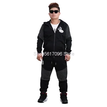 

2020 Autumn Big Size Men's Wear With Cap Plus Fat Plus Size Men's Sweater Cardigan Suit