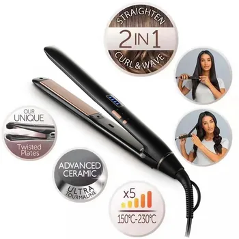 

Hair Curling Irons Straightener 2-in-1 Hair Curlers & Straightening Iron Gray ealthy beauty curling irons flat iron beauty care