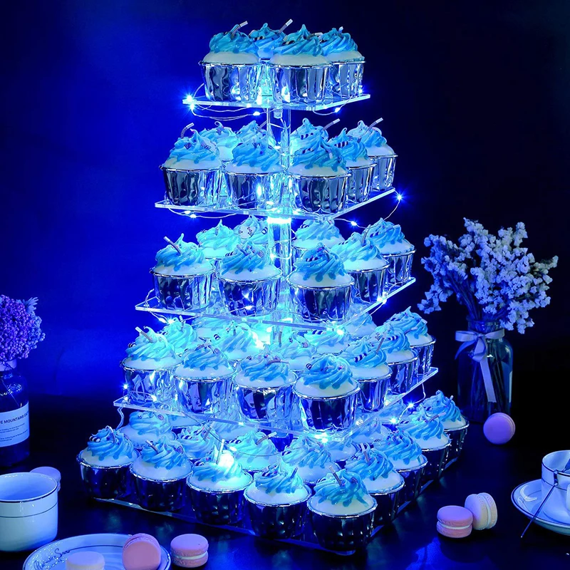 5-tiers praça luzes led bolo cupcakes suporte
