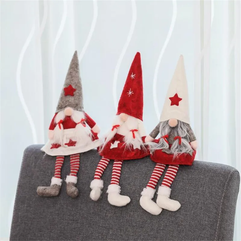 

2019 New DIY Sweet No face Girls Toy Braid Long Hat Doll Christmas Party Home Tree Decoration New Year Gift
