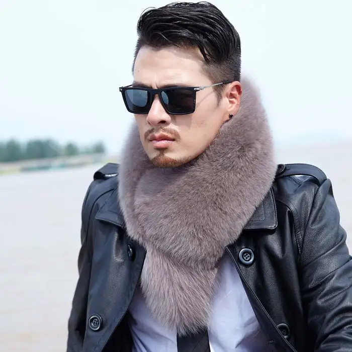 

Men'S New Fox Fur Big Scarf Winter Warm Big Fur Collar Fur Collar Multi-Function