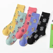 Милые Носки с рисунком ананаса; забавные носки с фруктовым принтом для девочек; женские модные хлопковые носки в стиле хип-хоп для скейтборда; уличная одежда