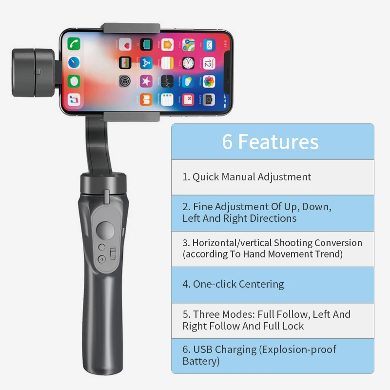 H4 hand-held stabilizer intelligent shooting live anti-shake balance tripod head three-axis follower mobile phone stabilizer