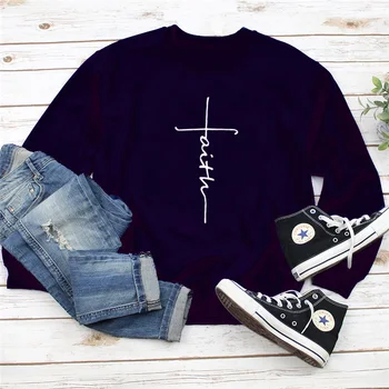 

Women Streetwear Jesus Faith Harajuku Autumn Solid Hoodies Female Casual Sweatshirt Loose Hip Pop Pullovers Tops