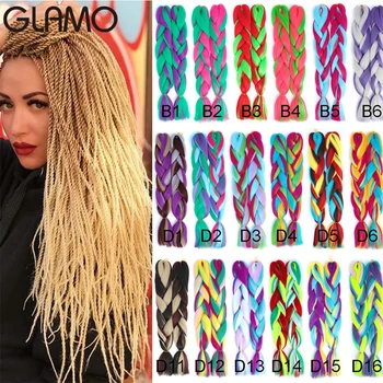 

GLAMO 24" Kanekalon Ombre braiding hair Crochet Braid Synthetic Braid Hair Extensions Twist Jumbo Braiding hair Pink Rainbow