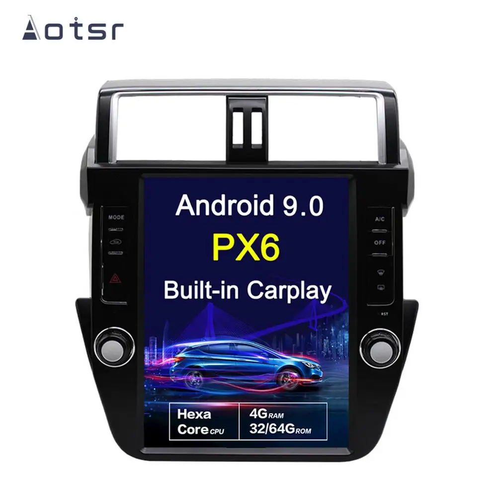 Android 9,0 Tesla вертикальный экран автомобиля нет dvd-плеер gps навигация для TOYOTA LAND CRUISER prado 2010-2013 аудио плеер