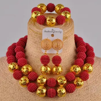 

burgundy wine costume necklace african set nigerian wedding set simulated pearl nigeria set ZZ08
