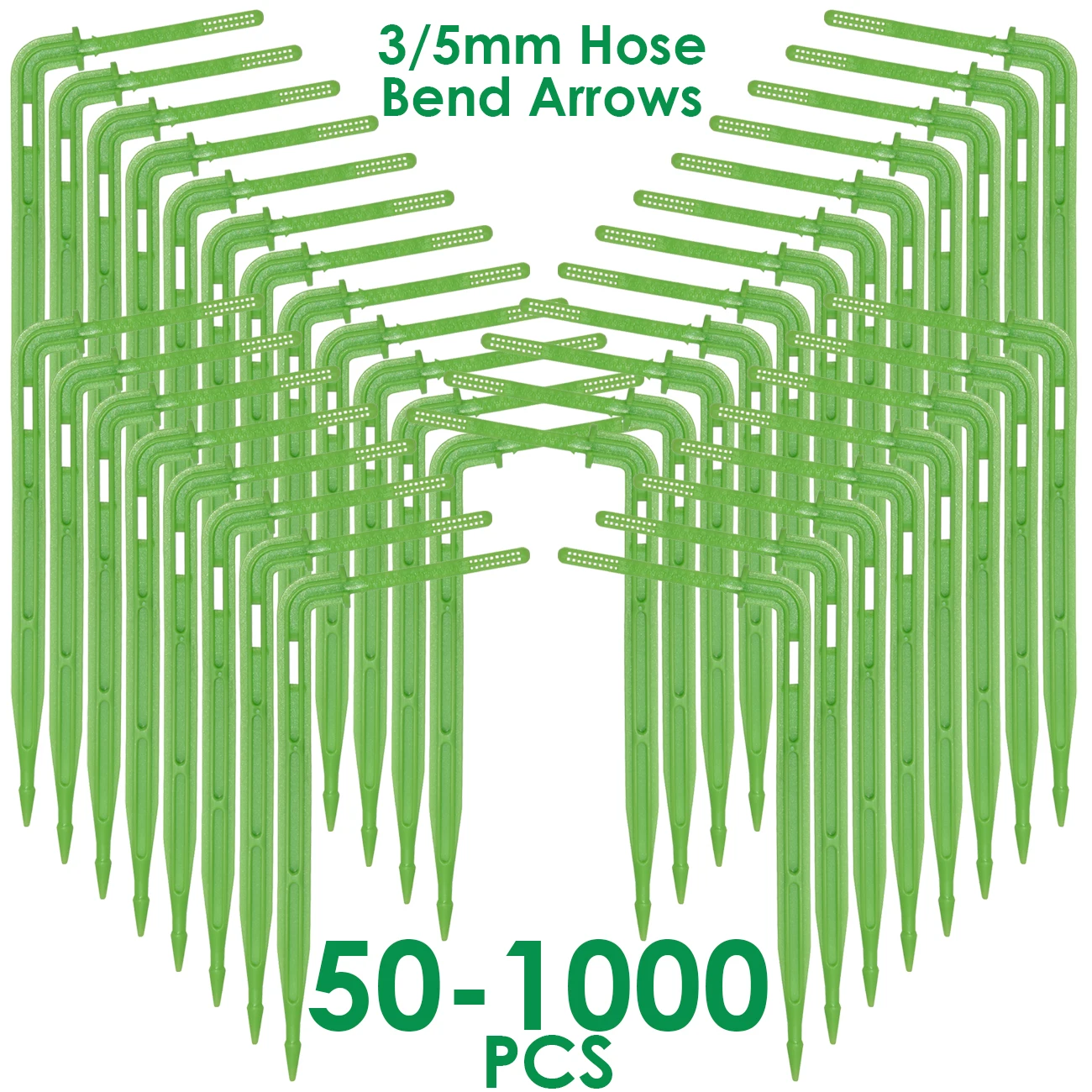 

KESLA 50-1000PCS 1/8'' Green Drippers 3/5mm Bending Arrow Emitters Garden Potted Irrigation Watering Micro Drip System Fittings