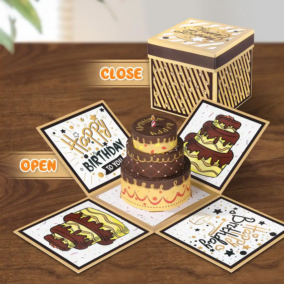 Partykindom Gateau En Papier D Anniversaire Cafe Surprise Creative 3d Boite Cadeau Explosion Carte De Vœux Pop Up Papeterie Aliexpress