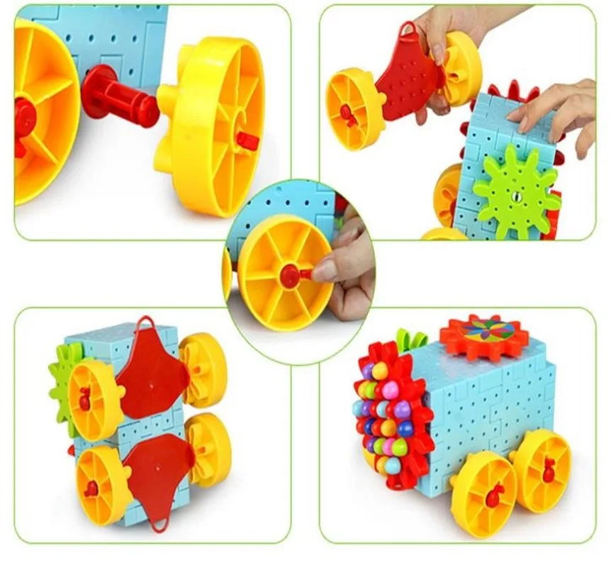 Новые 92 шт детские пластиковые строительные блоки игрушки Дети DIY творческие Обучающие игрушки Шестерня строительные блоки модель игрушечной машины