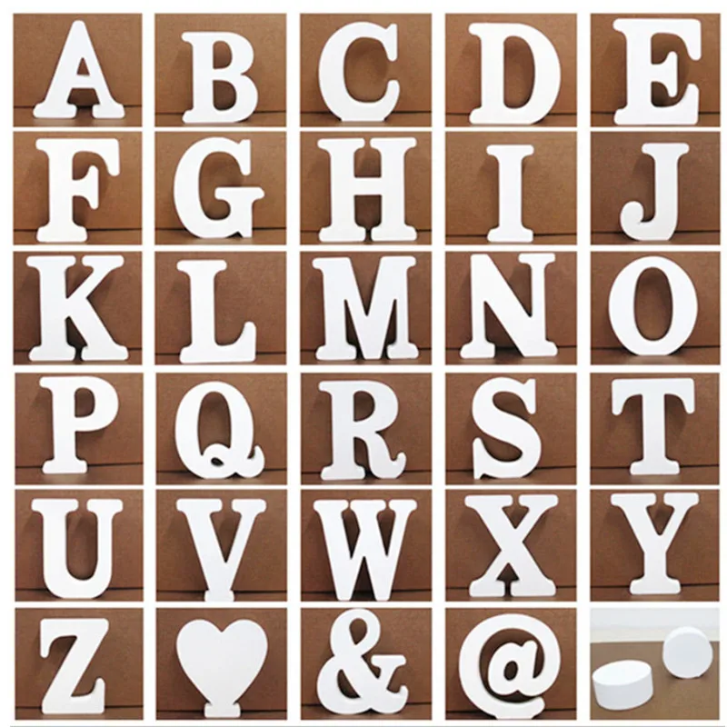 Wooden Letter Decor DIY 10CM White English Alphabet Personalised Name Design Wedding Party Home