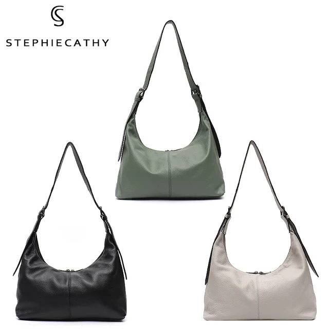 SC Luxury Women Cowhide Crossbody Bag Large Casual Shoulder Purse Wide Strap Handbag Female Daily 100% Genuine Leather Hobo Sack 6