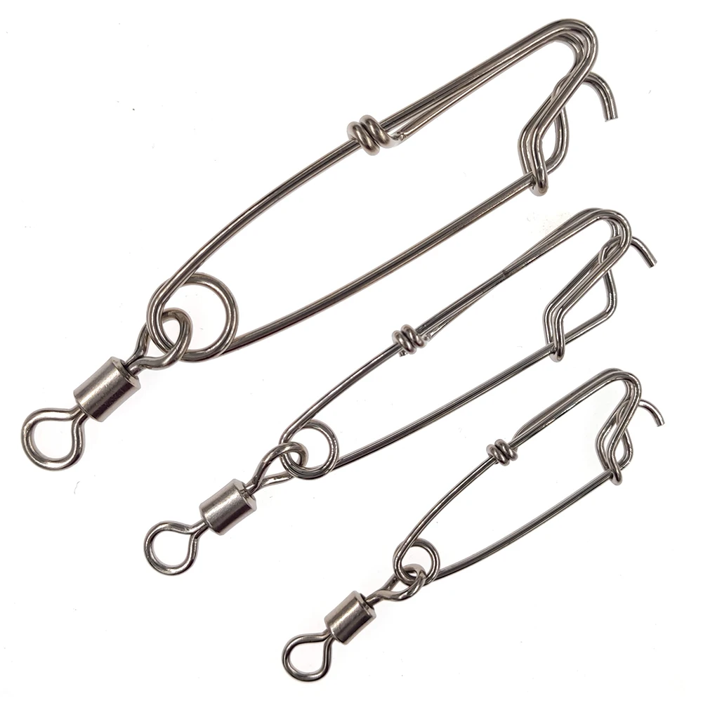 

INFOF 10pcs Fishing Swivels Rolling Swivel with Open Eye Snap Long Line Clips Snap Bass Fishing Tackle Saltwater Fishing