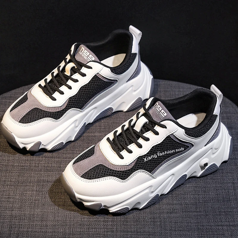 

Spring Black sneakers Women Shoes Comfort Breath Mesh Platform Sneakers Ladies Trainers Casual Lace Up Chunky Sneakers Dad Shoes
