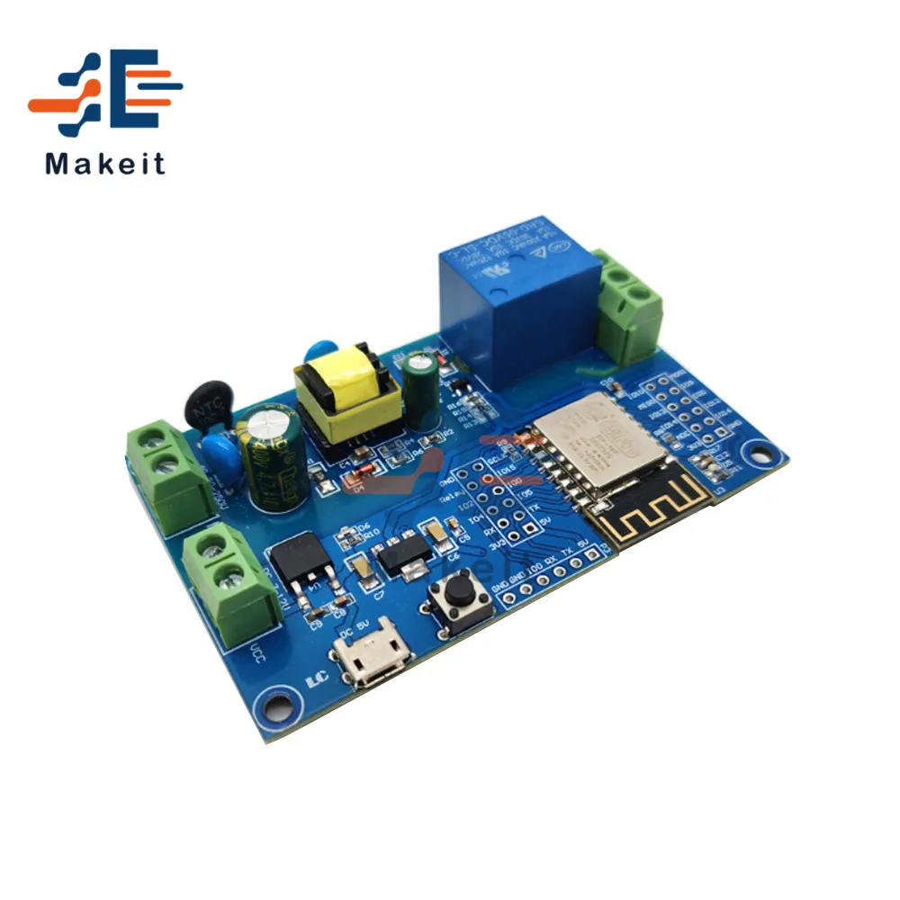 

AC90-250V DC7-12V USB 5V ESP8266 WiFi Single Channel Relay Module Development Board AC/DC Power Supply for Arduino