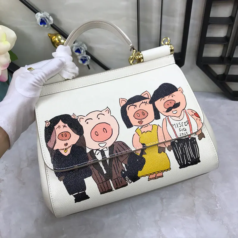 as photo Европейский и американский стиль, стиль цвета розового цвета с принтами женские сумки из натуральной кожи, из натуральной кожи, английский один асимметрия, на плечо, охватывающих сумка - Цвет: as photo