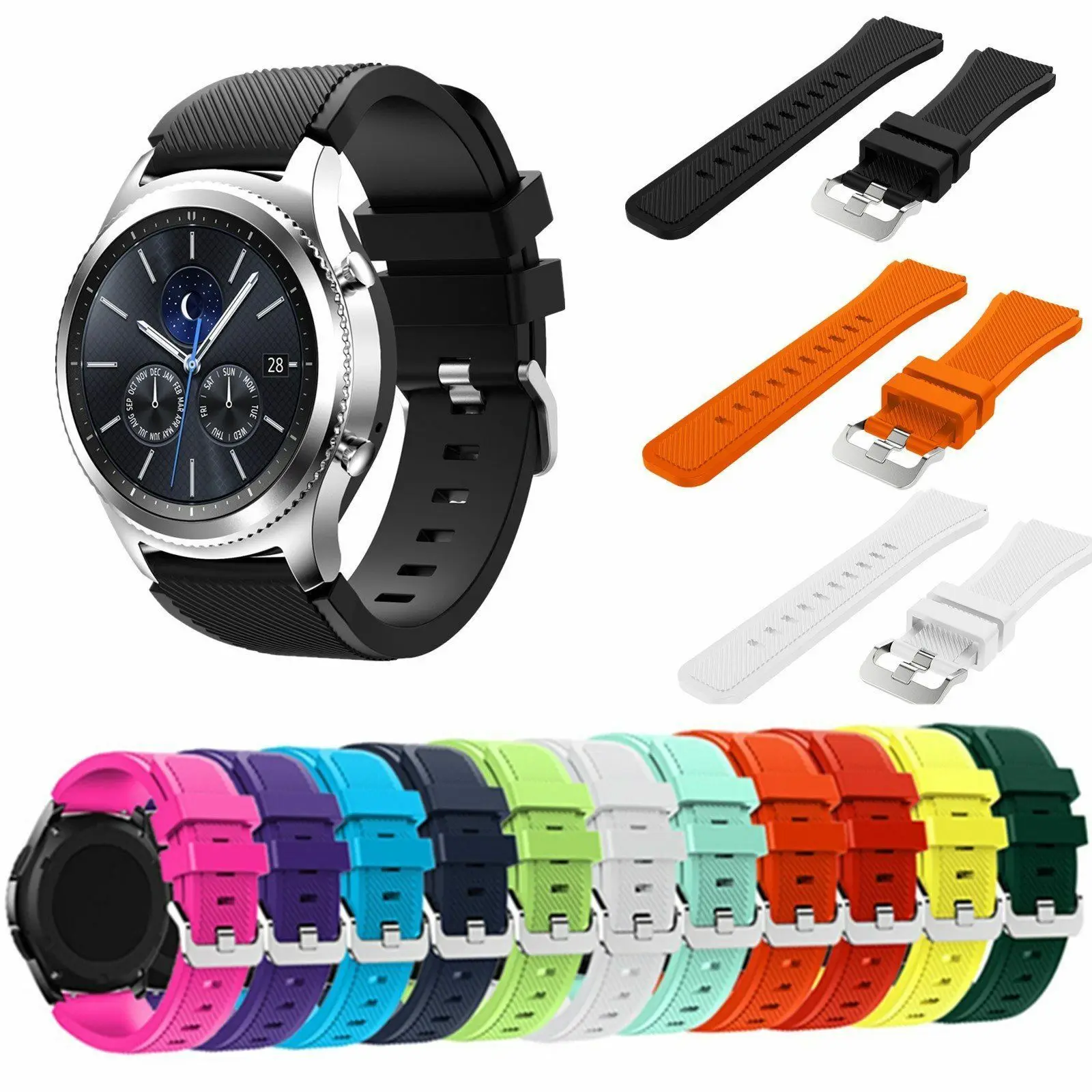 

22mm Sports Silicone Watch Band for Samsung Gear S3 Frontier/Classic Strap for Xiaomi Huami Amazfit Pace/Stratos 2/1 Wristbands