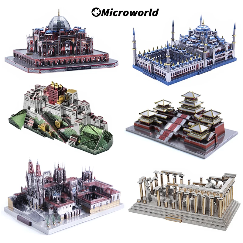 Microworld 3D Metal Styling Puzzles Games Famous Tower Buildings Models DIY Assemble Kit Jigsaw Toys Birthday Gift For Adult микромир microworld