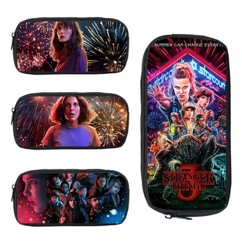 

3D Stranger Things Season 3 Pencil Box Kpop School Supplies Mochilas Stranger Things Women Cosmetic Bag Makeup Zipper PencilCase
