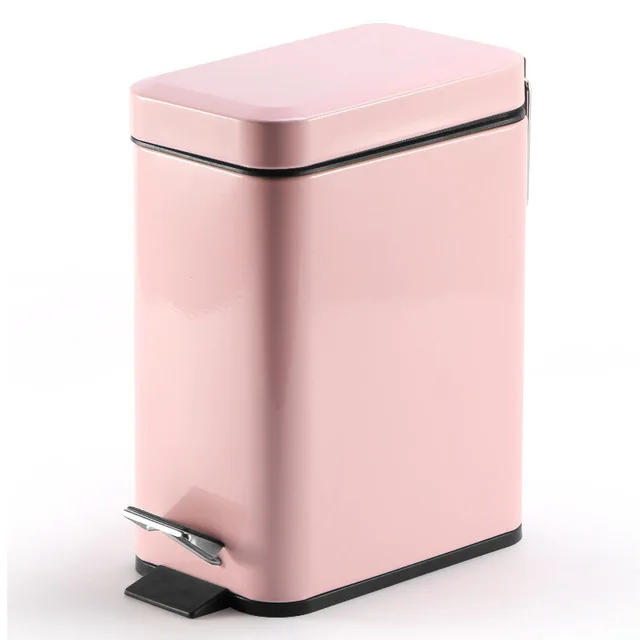 5л/1,33 галлонов из нержавеющей стали мусорный бак с бесшумной крышкой прямоугольный маленький мусорный бак мусорные ящики для кухни и ванной комнаты - Цвет: Розовый