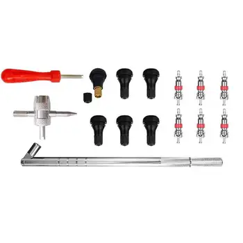 

15pcs/set Valve Cores+TR412 Valve Stems+Core Remover+Stem Puller+4 Way Tool