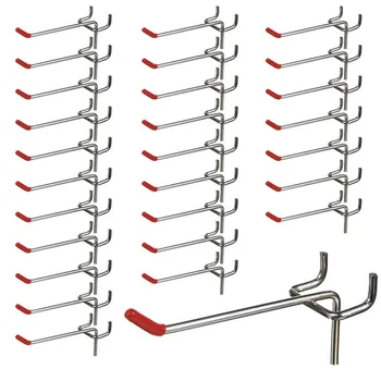 

New 25Pcs 100Mm Pegboard Hooks Slat Wall Retail Display Shop Peg Hang Fits Home Hanger Chrome Metal 1-1.5Kg Loading