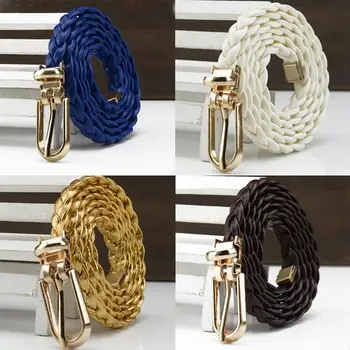 

Women Buckle Strap Waistband Braided Faux Leather Vivid Narrow Thin Waist Belt Waistband fashion Women Belt Apparel Accessories