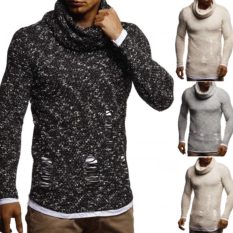 

ZOGAA Men Sweater Knitted Shawl Turtleneck Sweater Pullover Winter Hip Hop Streetwear Long Sleeve High Quality men sweaters 2019
