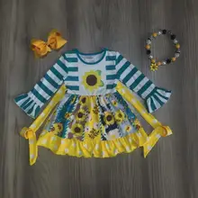 Осенне-зимняя одежда для девочек желтая, синяя, полосатая, молочная, шелковая одежда с оборками для малышей пояс с оборками, подходящие аксессуары