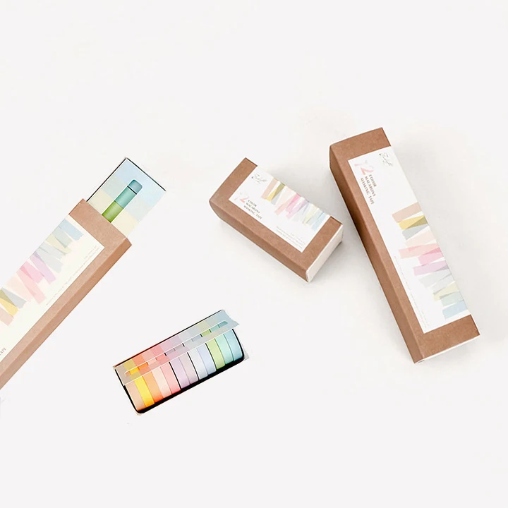 

12 Pcs/lot 7.5 x 3m Rainbow Decorative Adhesive Tape Masking Washi Tape Decoration Diary School Office Supplies Stationery